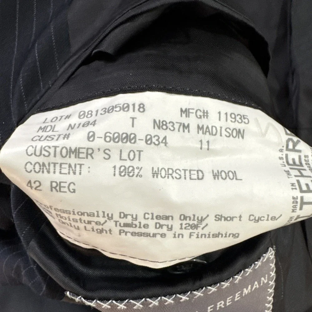 Hickey Freeman Blazer 42R Blue Pinstripe Wool Sport Coat Suit Jacket USA Made